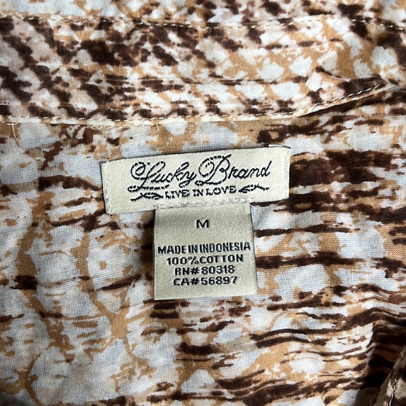 Lucky Brand Print Button Down Collared Long Sleeve Shirt Size Medium - Picture 7 of 10
